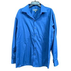 Kenneth Cole Reaction Men's Blue Striped Wrinkle Free Dress Shirt L 16‎ 1/2
